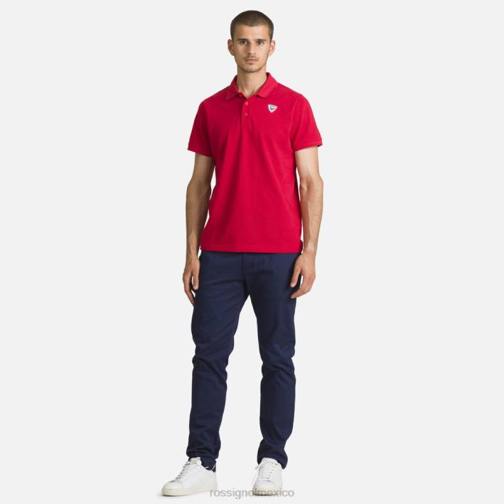 hombres Rossignol polo con logo HPXL183 tapas carmín