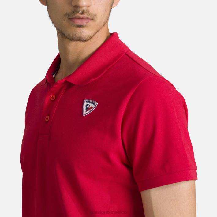 hombres Rossignol polo con logo HPXL183 tapas carmín