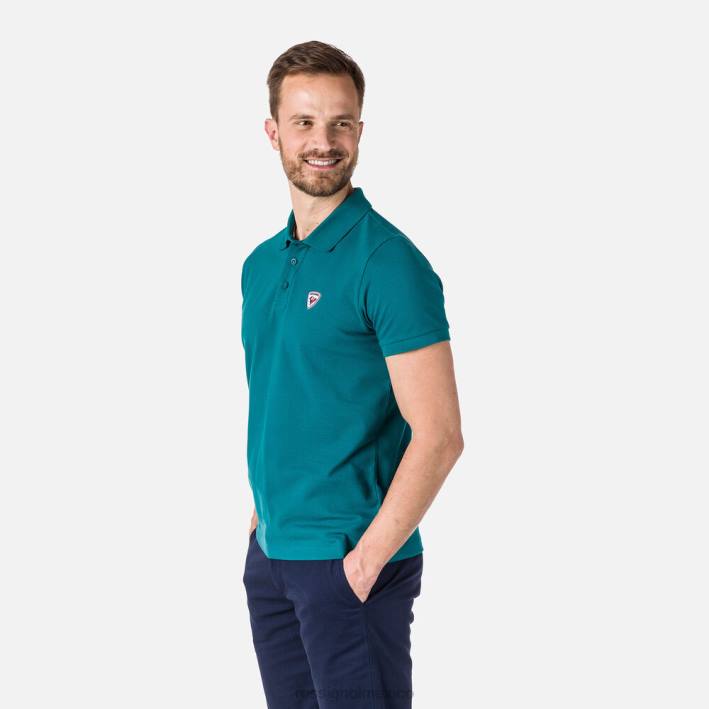 hombres Rossignol polo con logo HPXL33 tapas esmeralda oscura