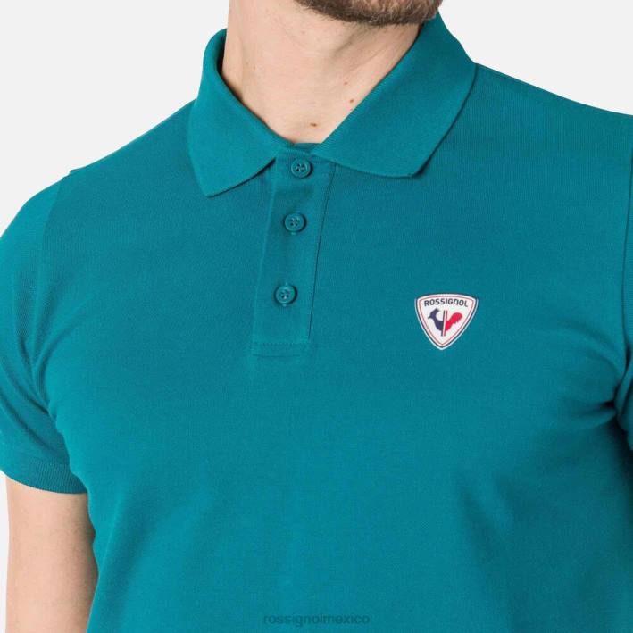 hombres Rossignol polo con logo HPXL33 tapas esmeralda oscura