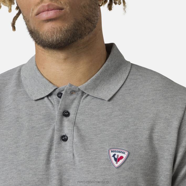 hombres Rossignol polo con logo HPXL84 tapas cuero gris