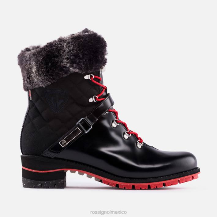 mujer Rossignol botas megeve 1907 HPXL767 calzado negro brillante