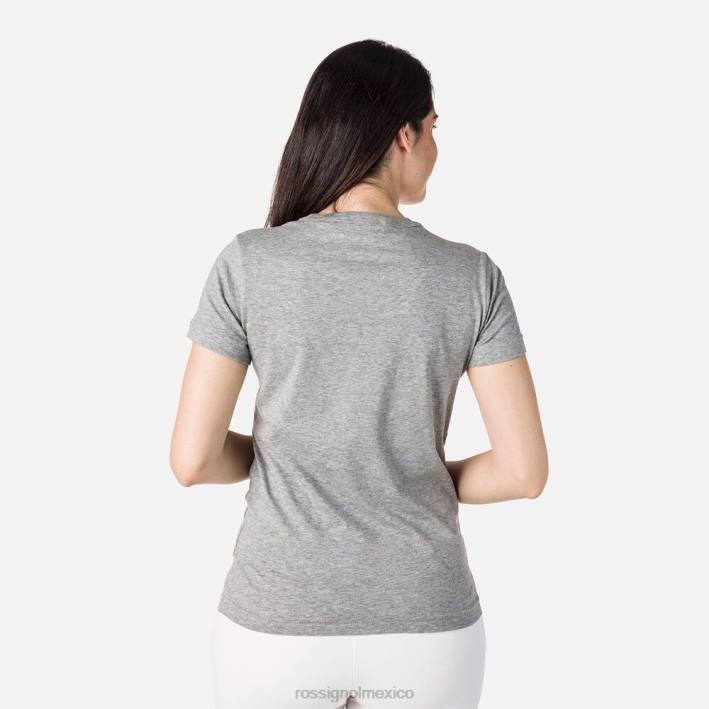 mujer Rossignol camiseta con logo HPXL831 tapas cuero gris