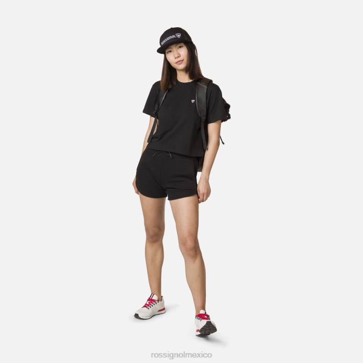 mujer Rossignol camiseta corta HPXL856 tapas negro