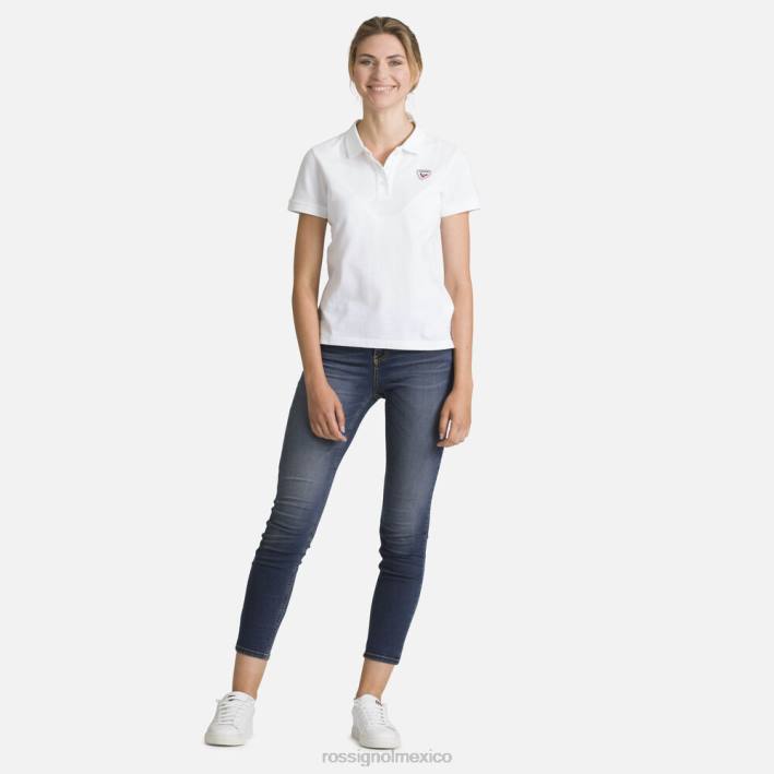 mujer Rossignol polo con logo HPXL732 tapas blanco