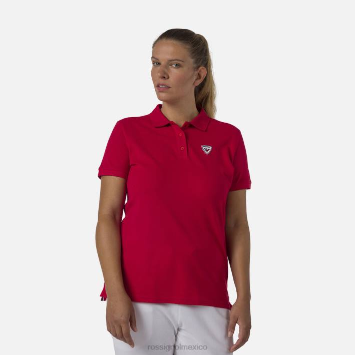 mujer Rossignol polo con logo HPXL900 tapas carmín