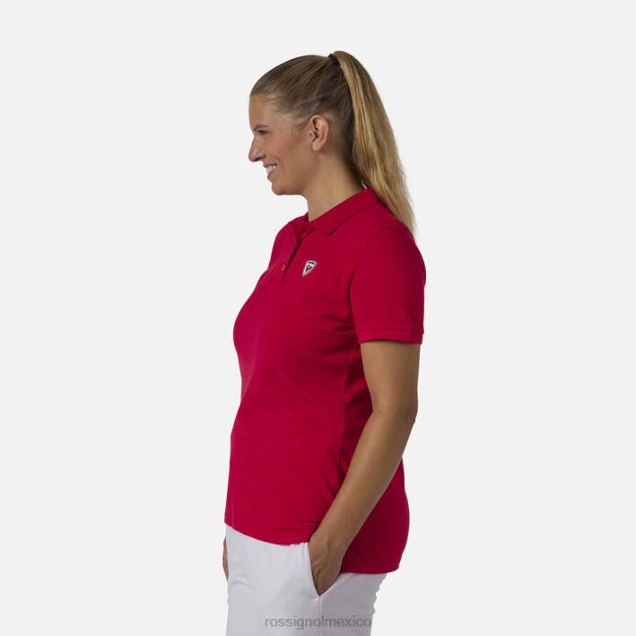 mujer Rossignol polo con logo HPXL900 tapas carmín