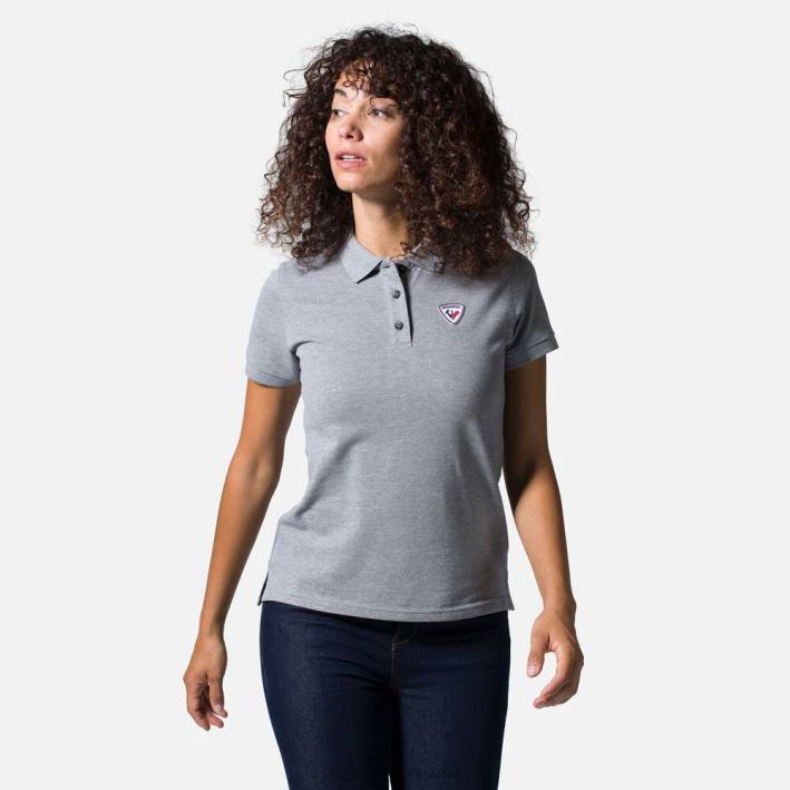 mujer Rossignol polo con logo HPXL914 tapas cuero gris