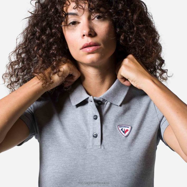 mujer Rossignol polo con logo HPXL914 tapas cuero gris