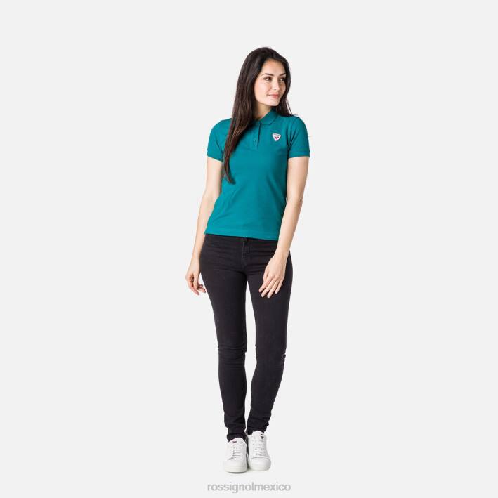 mujer Rossignol polo con logo HPXL989 tapas esmeralda oscura