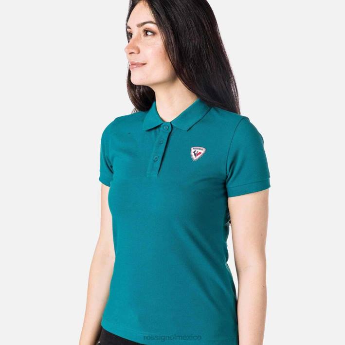 mujer Rossignol polo con logo HPXL989 tapas esmeralda oscura